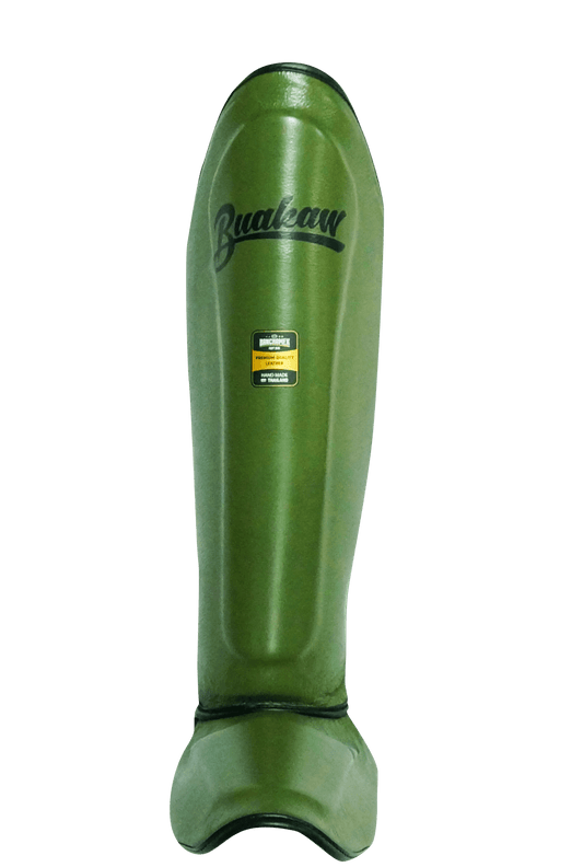 Buakaw Shinguards Green (Leather)