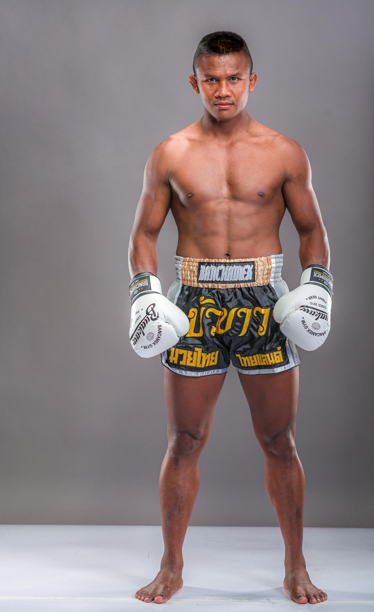 Buakaw ShortsBFG1-2 BLACK/GOLD/GREY - SUPER EXPORT SHOP