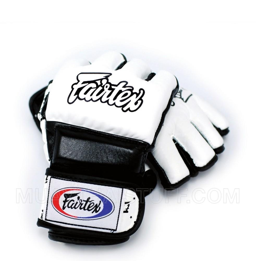 Fairtex Boxing Gloves MMA FGV17 White/Black Training Gloves-Split Knuckles