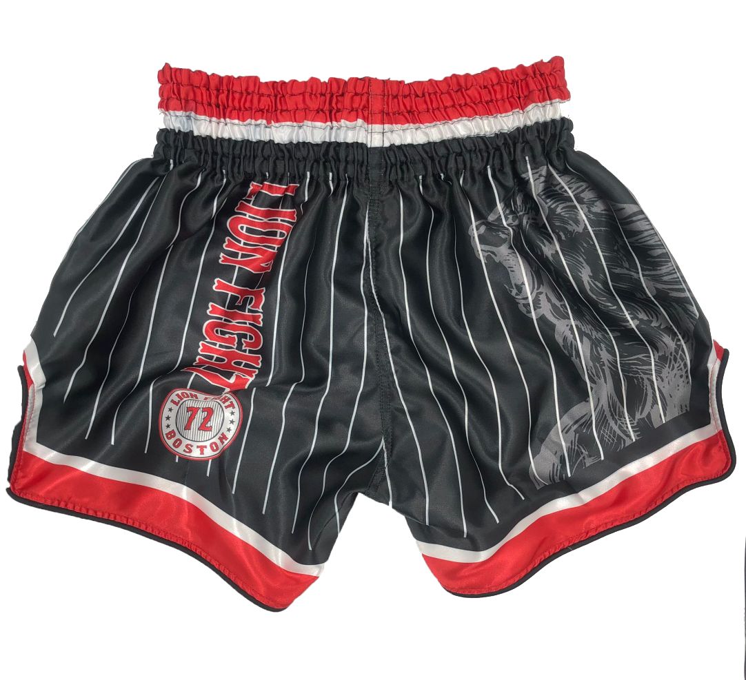 Yuth Sport Gear Muay Thai Shorts Lion Fight Black Red Yuth Sport Gear