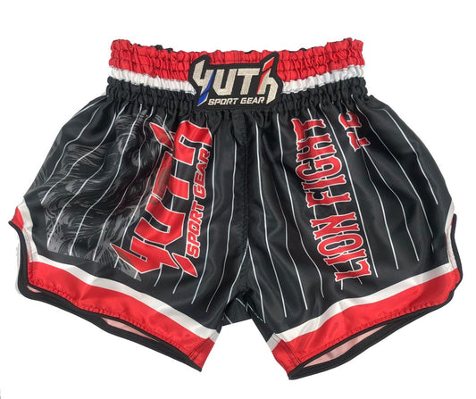 Yuth Sport Gear Muay Thai Shorts Lion Fight Black Red