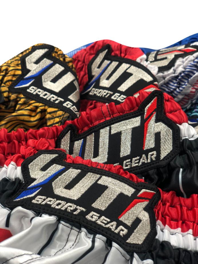 Yuth Sport Gear Muay Thai Shorts Lion Fight Black Red Yuth Sport Gear