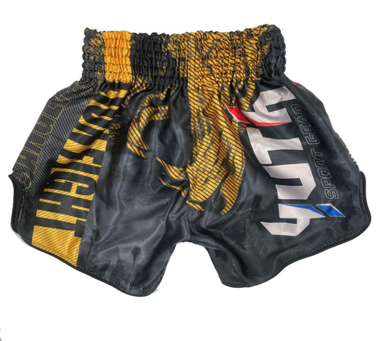 Yuth Sport Gear Muay Thai Shorts Lion Fight Black Yellow