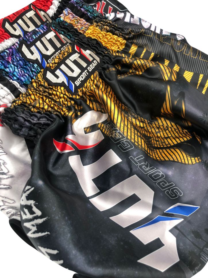 Yuth Sport Gear Muay Thai Shorts Lion Fight Black Yellow Yuth Sport Gear